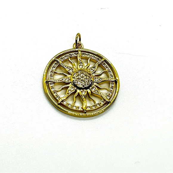 NWOT Stainless Steel Gold Plated Sunburst pendant/charm quarter Size - Picture 5 of 7